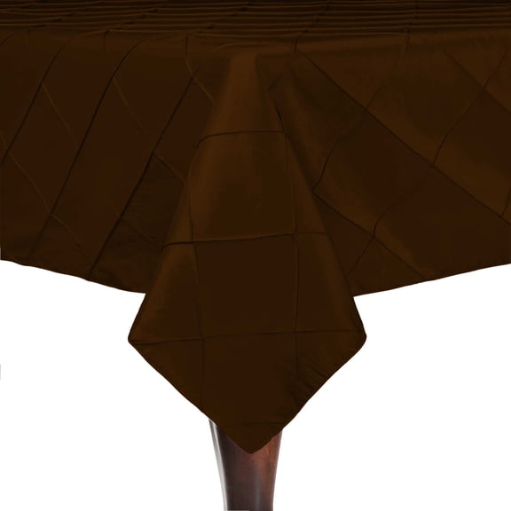 Ultimate Textile Embroidered Pintuck Taffeta 60 x 84-Inch Rectangle Tablecloth Chocolate Light Brown