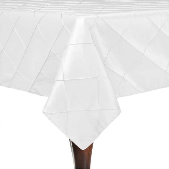 Ultimate Textile Embroidered Pintuck Taffeta 60 x 84-Inch Rectangle Tablecloth White