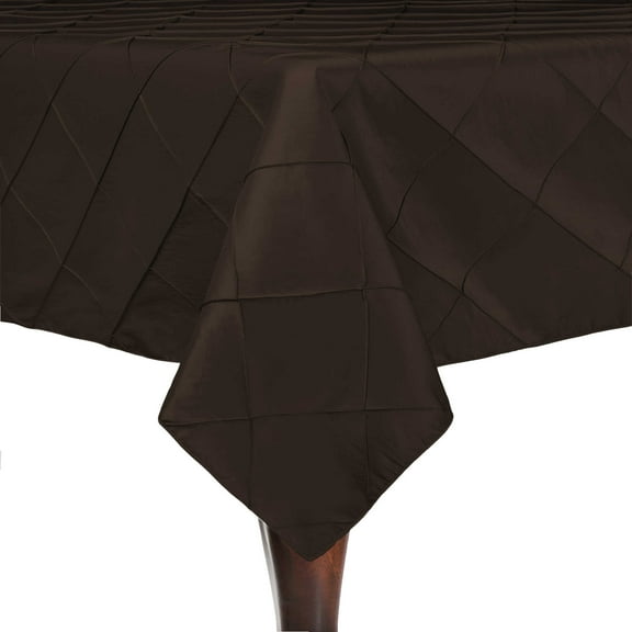 Ultimate Textile Embroidered Pintuck Taffeta 60 x 90-Inch Rectangle Tablecloth Espresso Dark Brown