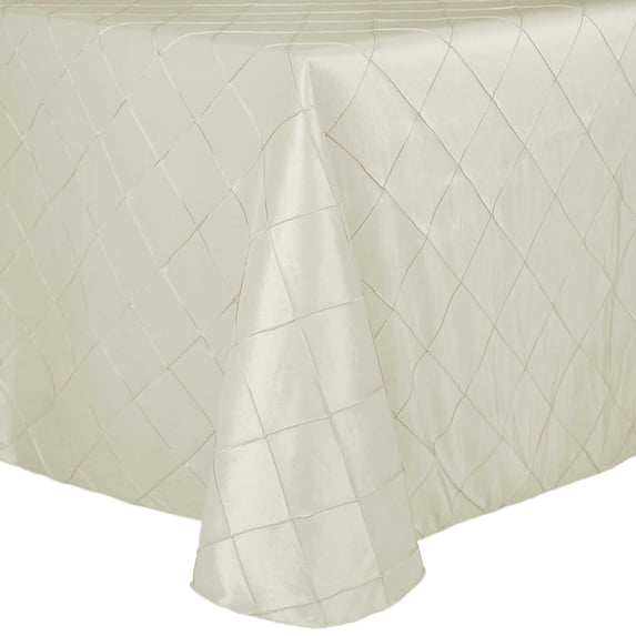 Ultimate Textile Embroidered Pintuck Taffeta 70 x 104-Inch Oval Tablecloth Ivory Cream