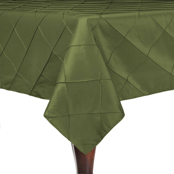 Ultimate Textile Embroidered Pintuck Taffeta 72 x 120-Inch Rectangle Tablecloth Moss Green