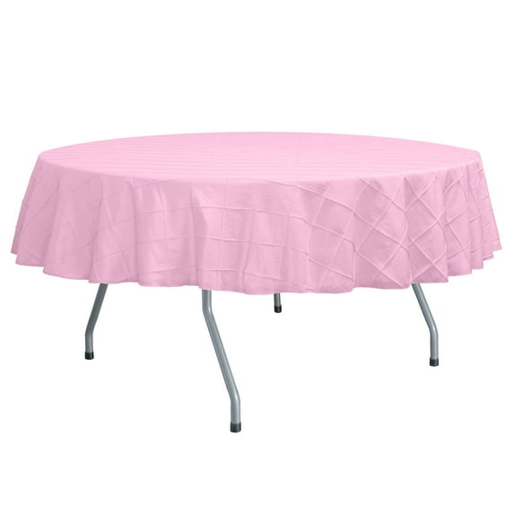 Ultimate Textile Embroidered Pintuck Taffeta 84-Inch Round Tablecloth Bubble Gum Pink
