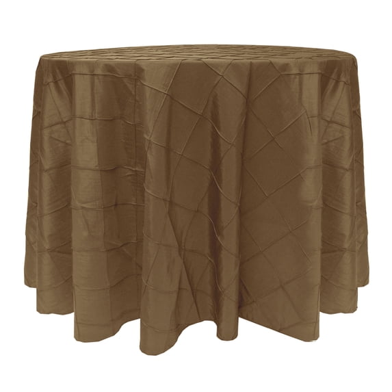 Ultimate Textile Embroidered Pintuck Taffeta 90-Inch Round Tablecloth Burnt Gold