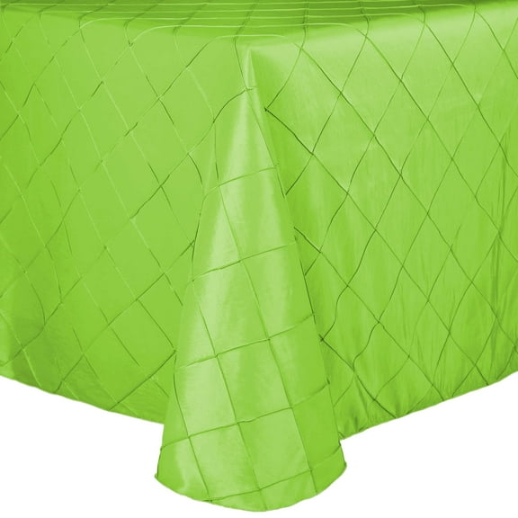 Ultimate Textile Embroidered Pintuck Taffeta 90 x 132-Inch Rectangle Tablecloth with Rounded Corners Apple Lime Green