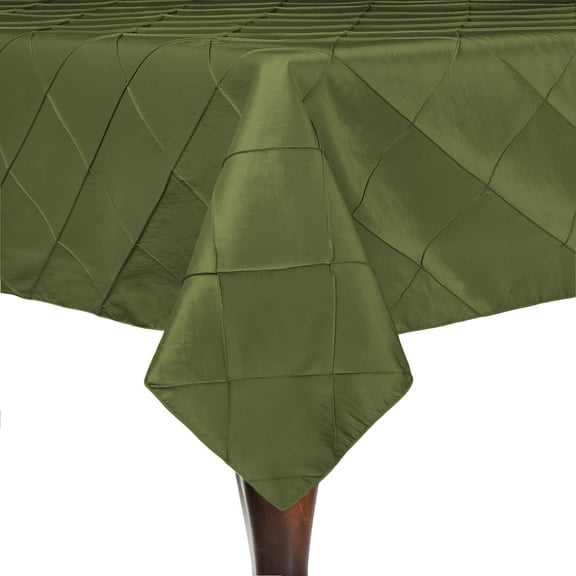 Ultimate Textile Embroidered Pintuck Taffeta 90 x 90-Inch Square Tablecloth Moss Green