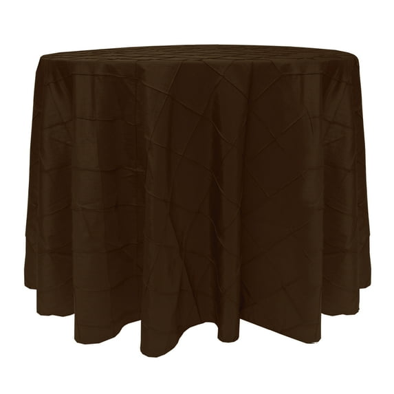 Ultimate Textile Embroidered Pintuck Taffeta 96-Inch Round Tablecloth Chocolate Light Brown