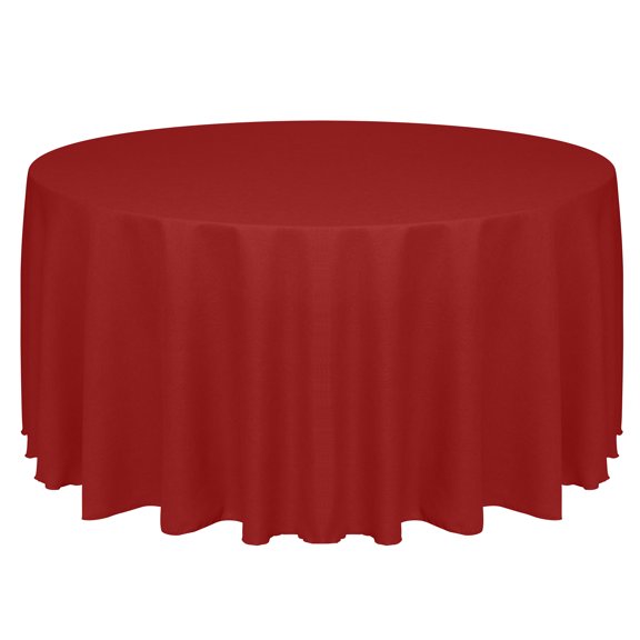 Ultimate Textile Faux Burlap - Havana 108-Inch Round Tablecloth - Basket Weave, Holiday Red