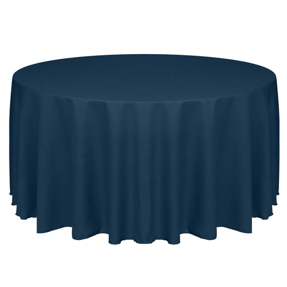 Ultimate Textile Faux Burlap - Havana 132-Inch Round Tablecloth - Basket Weave, Navy Blue