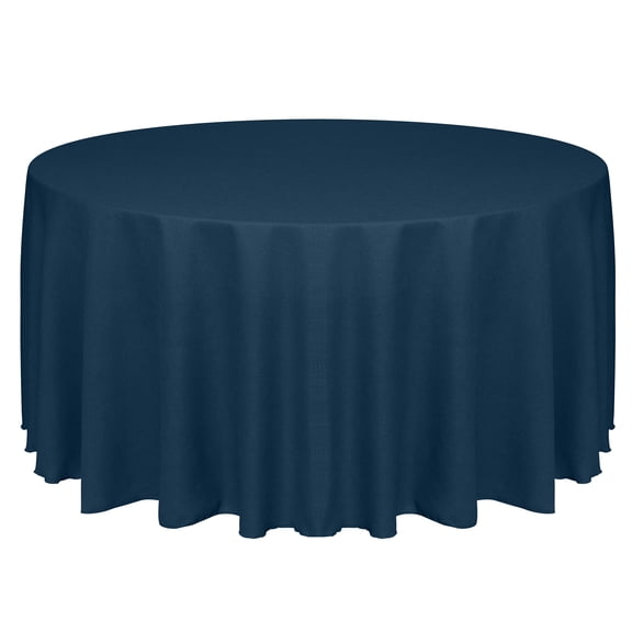 Ultimate Textile Faux Burlap - Havana 132-Inch Round Tablecloth - Basket Weave, Navy Blue