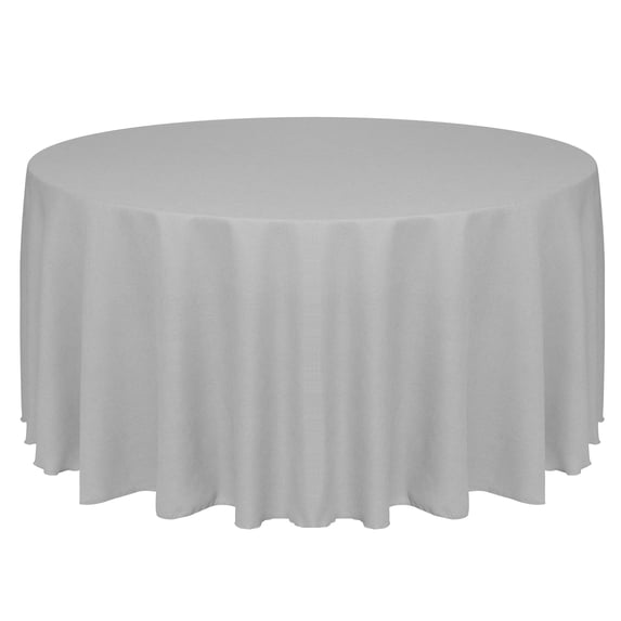 Ultimate Textile Faux Burlap - Havana 132-Inch Round Tablecloth - Basket Weave, Silver Grey