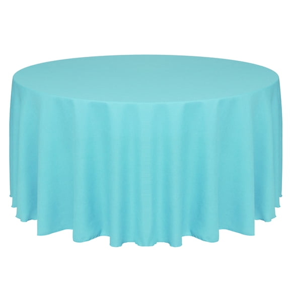 Ultimate Textile Faux Burlap - Havana 132-Inch Round Tablecloth - Basket Weave, Turquoise Blue