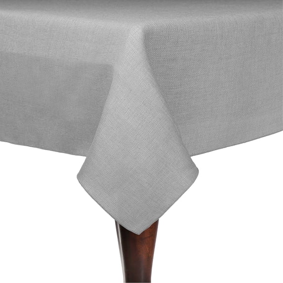 Ultimate Textile Faux Burlap - Havana 54 x 96-Inch Rectangular Tablecloth - Basket Weave, Silver Grey