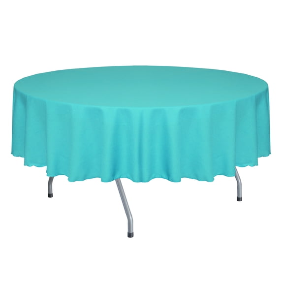 Ultimate Textile Faux Burlap - Havana 58-Inch Round Tablecloth - Basket Weave, Turquoise Blue