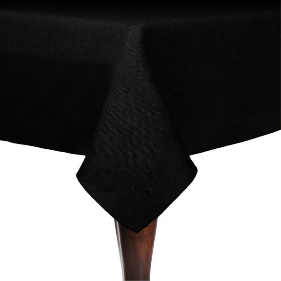 Ultimate Textile Faux Burlap - Havana 58-Inch Square Tablecloth - Basket Weave, Black