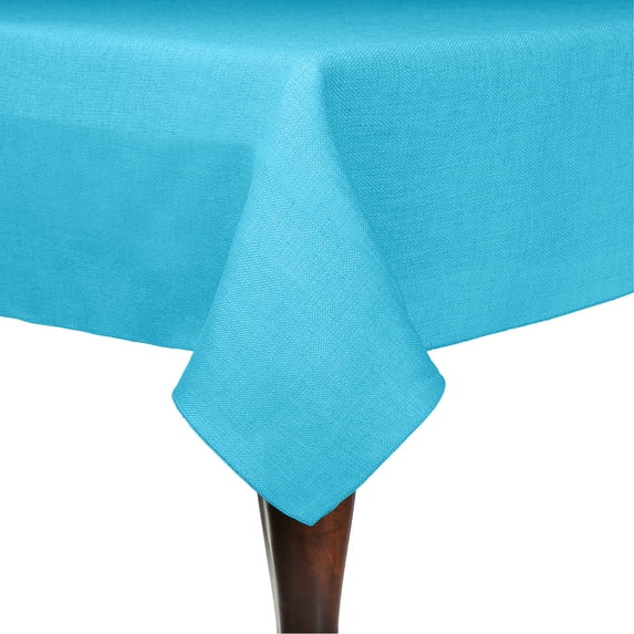 Ultimate Textile Faux Burlap - Havana 60 x 90-Inch Rectangular Tablecloth - Basket Weave, Turquoise Blue