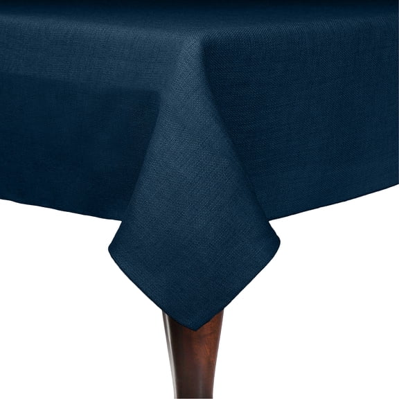 Ultimate Textile Faux Burlap - Havana 90 x 90-Inch Square Tablecloth - Basket Weave, Navy Blue