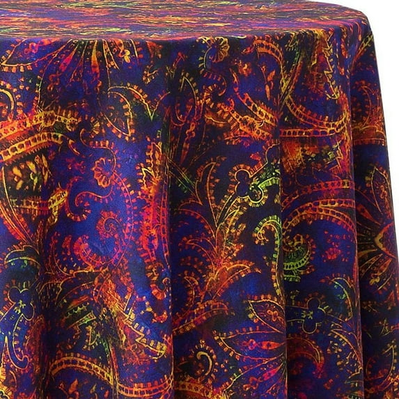 Ultimate Textile Golden Paisley 90-Inch Round Patterned Tablecloth