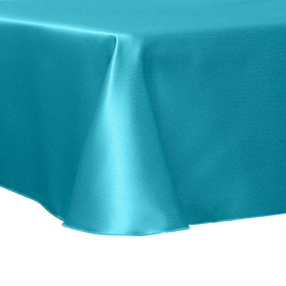 Ultimate Textile Herringbone - Fandango 54 x 96-Inch Oval Tablecloth, Turquoise Blue