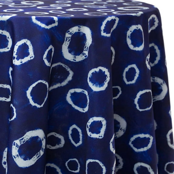 Ultimate Textile Indigo 114-Inch Round Patterned Tablecloth