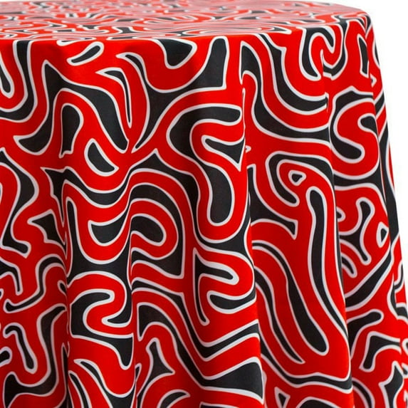 Ultimate Textile Labyrinth Red 120-Inch Round Patterned Tablecloth