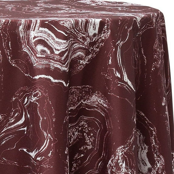 Ultimate Textile Marble Red 102-Inch Round Patterned Tablecloth