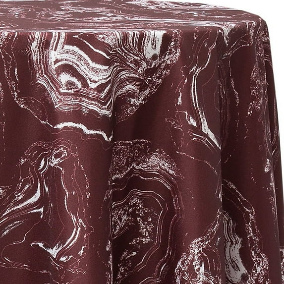 Ultimate Textile Marble Red 108-Inch Round Patterned Tablecloth