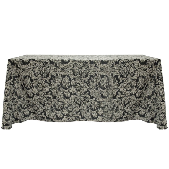 Ultimate Textile Miranda 108 x 132-Inch Rectangular Damask Tablecloth Black