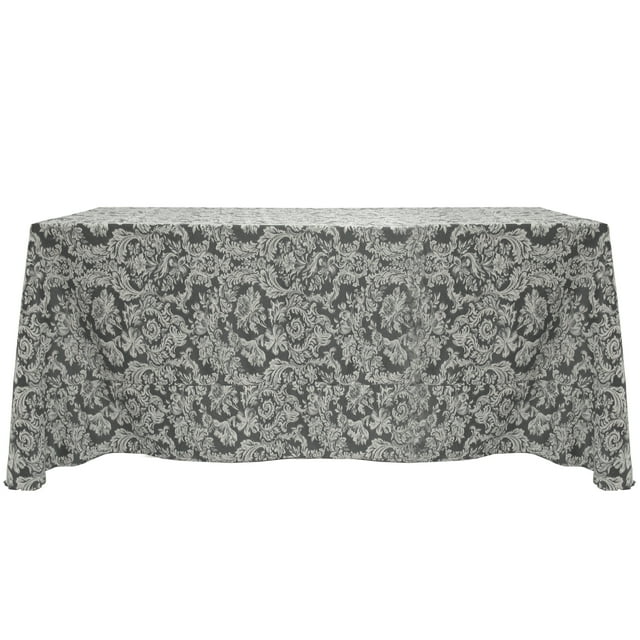 Ultimate Textile Miranda 108 x 132-Inch Rectangular Damask Tablecloth Pewter Grey