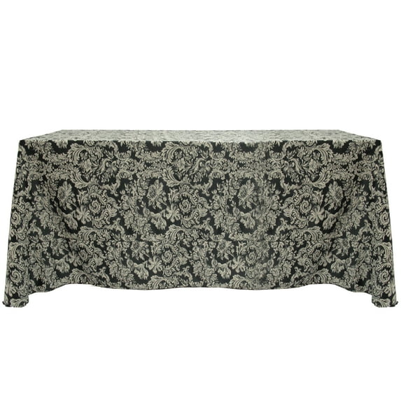 Ultimate Textile Miranda 108 x 156-Inch Rectangular Damask Tablecloth Black