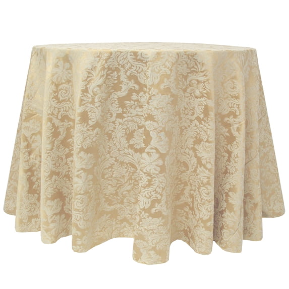 Ultimate Textile Miranda 114-Inch Round Damask Tablecloth Champagne Ivory Cream