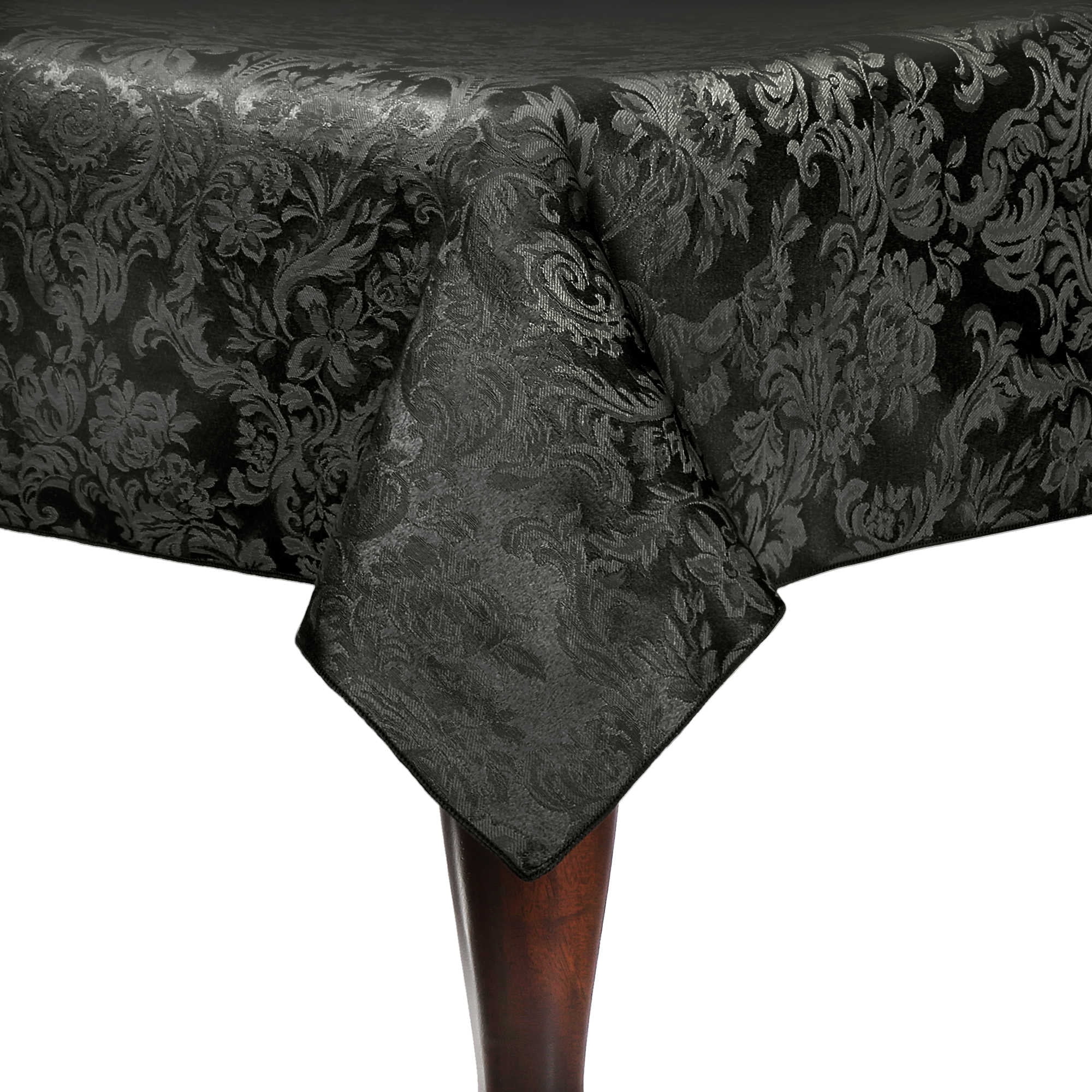 Miranda Black Damask Square Cotton-Polyester Tablecloth