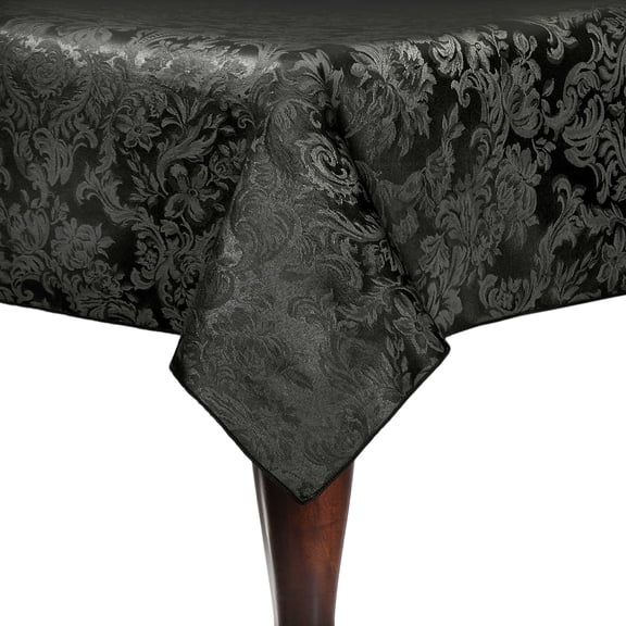 Ultimate Textile Miranda 60 x 60-Inch Square Damask Tablecloth Black