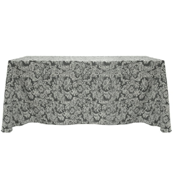 Ultimate Textile Miranda 90 x 132-Inch Rectangular Damask Tablecloth Pewter Grey