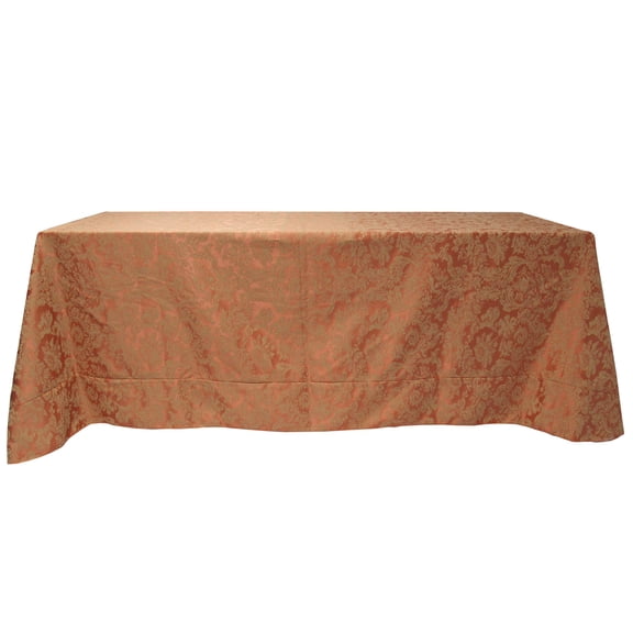 Ultimate Textile Miranda 90 x 132-Inch Rectangular Damask Tablecloth Sienna Burnt Orange
