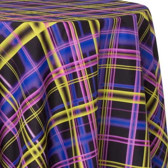 Ultimate Textile Neon Tartain Plaid 60-Inch Round Tablecloth