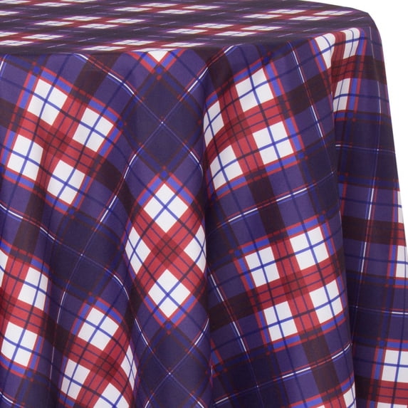 Ultimate Textile Plaid RWB 96-Inch Round Patterned Tablecloth