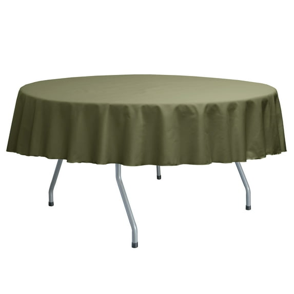 Ultimate Textile Poly-cotton Twill 84-Inch Round Tablecloth Olive Green