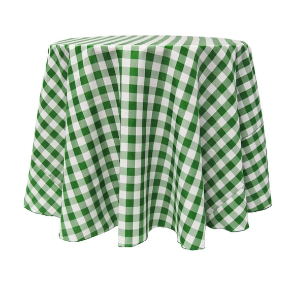 Ultimate Textile Polyester Ginham Checkered 102-Inch Round Tablecloth - 10 Pack - Moss and White