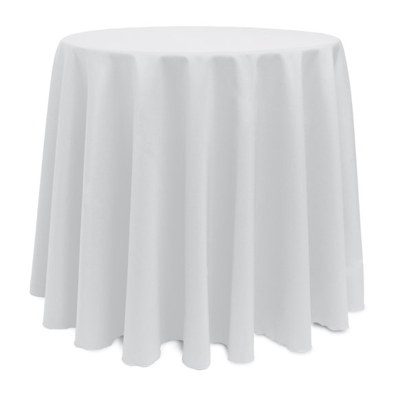 Ultimate Textile Polyester Linen Tablecloth, White, 108-Inch Round, 5 Pack