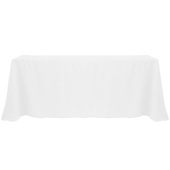 Ultimate Textile Polyester Linen Tablecloth, White, 108 x 132-Inch Rectangle with Rounded Corners, 3 Pack