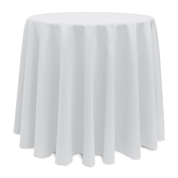 Ultimate Textile Polyester Linen Tablecloth, White, 132-Inch Round, 10 Pack