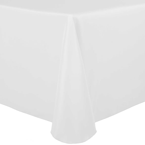 Ultimate Textile Polyester Linen Tablecloth, White, 132 x 108-Inch Oval, 3 Pack