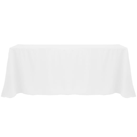 Ultimate Textile Polyester Linen Tablecloth, White, 90 x 120-Inch Rectangle with Rounded Corners, 5 Pack