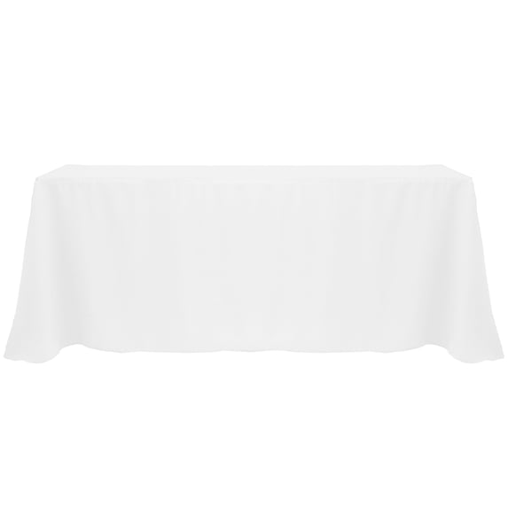 Ultimate Textile Polyester Linen Tablecloth, White, 90 x 156-Inch Rectangle with Rounded Corners, 10 Pack