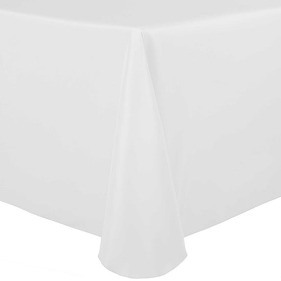 Ultimate Textile Polyester Linen Tablecloth, White, 96 x 54-Inch Oval, 5 Pack