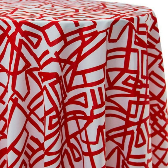 Ultimate Textile Pyramid Red 114-Inch Round Patterned Tablecloth