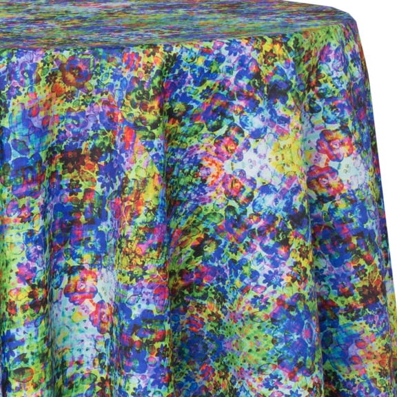 Ultimate Textile Rainbow Floral 96-Inch Round Patterned Tablecloth