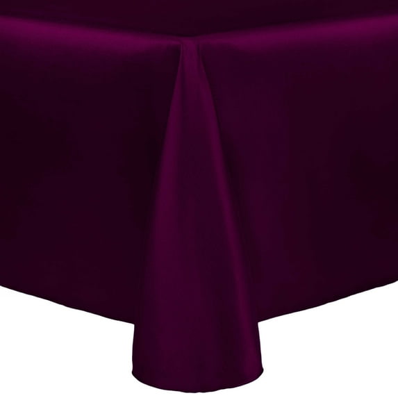 Ultimate Textile Reversible Shantung Satin - Majestic 120 x 120-Inch Square Tablecloth Aubergine Eggplant