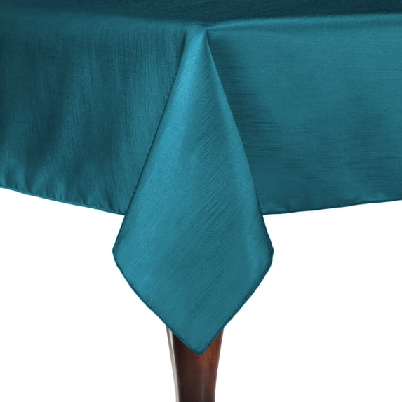 Ultimate Textile Reversible Shantung Satin - Majestic 72 x 72-Inch Square Tablecloth Turquoise Blue