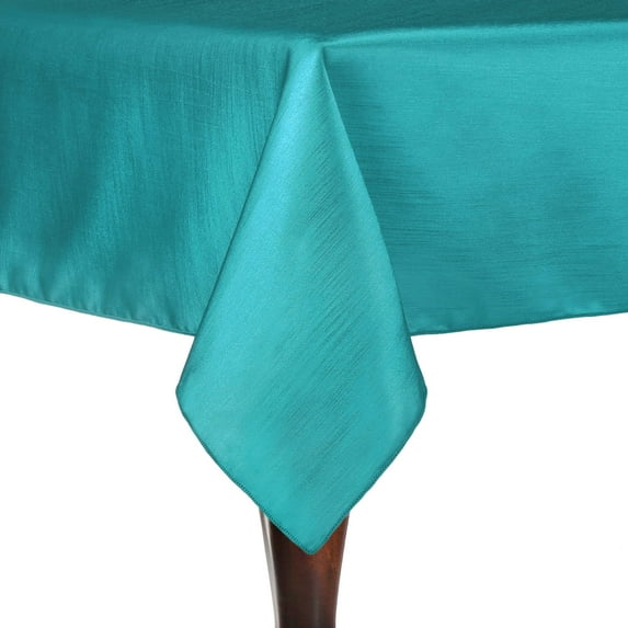 Ultimate Textile Reversible Shantung Satin - Majestic 84 x 84-Inch Square Tablecloth Caribbean Blue